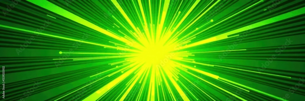 Obraz premium Green sunburst explosion, comic book halftone effect, backdrop, energetic, halftone