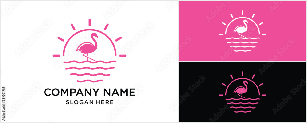 Pink flamingo on a white background. Logo Vector illustration Pink flamingo on a white background. Logo Vector illustration