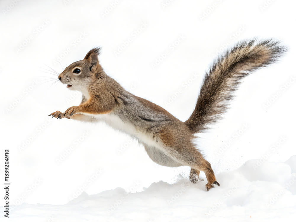 Squirrel is jumping, isolated on a white background Squirrel is jumping, isolated on a white background