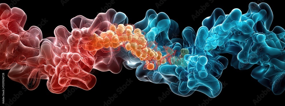 Obraz premium Colorful Abstract Representation of Molecular Structures and Interactions