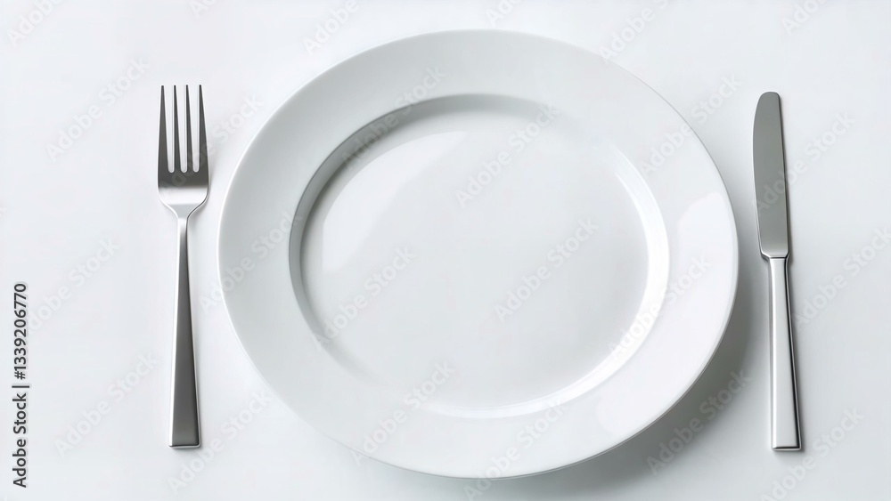 Conceptual illustration of a white plate symbolizing purity and contemporary dining trends Conceptual illustration of a white plate symbolizing purity and contemporary dining trends