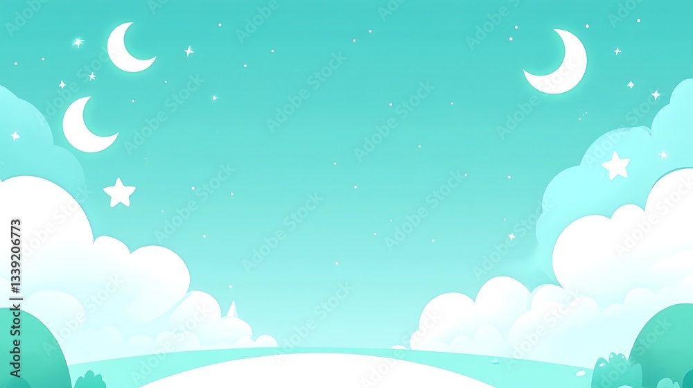 Moon and stars night background for kids design Moon and stars night background for kids design