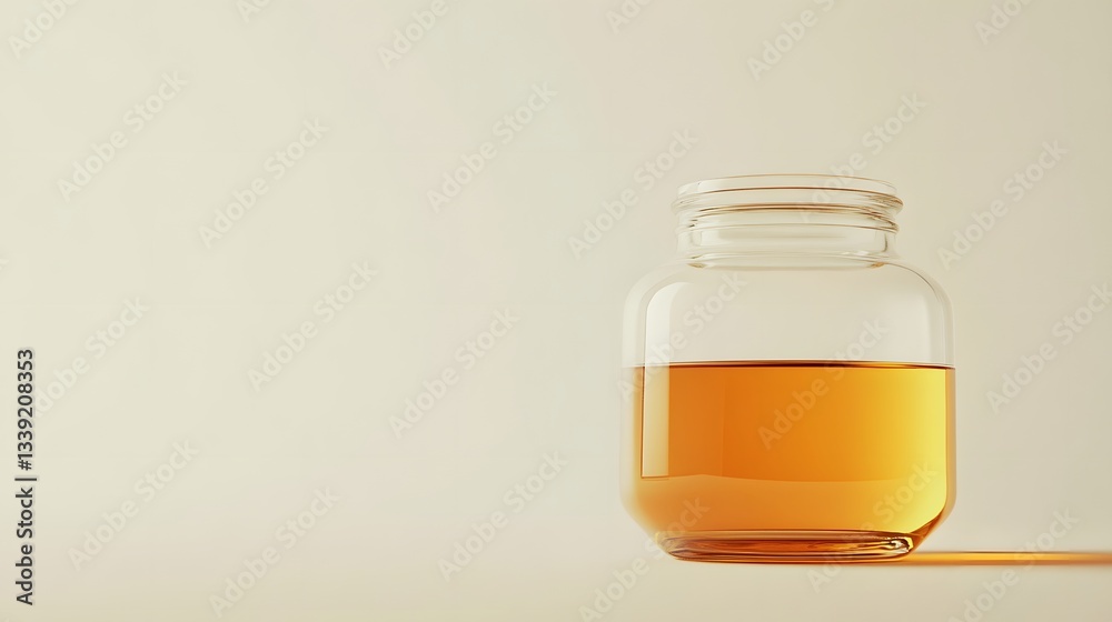 Glass Bottle Partially Filled With Amber Liquid Glass Bottle Partially Filled With Amber Liquid