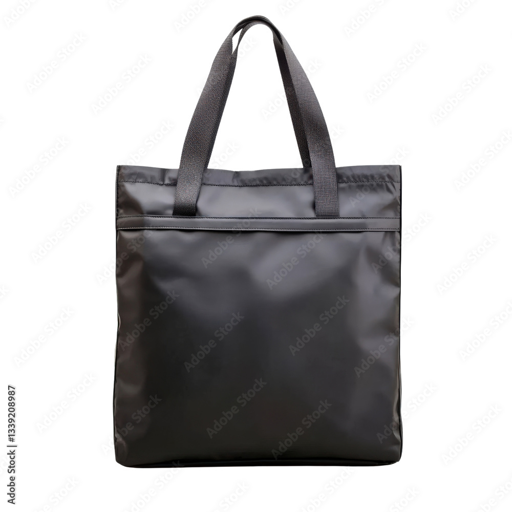 A sleek black tote bag featuring sturdy straps and a minimalistic design, perfect for everyday use and stylish convenience. A sleek black tote bag featuring sturdy straps and a minimalistic design, perfect for everyday use and stylish convenience.