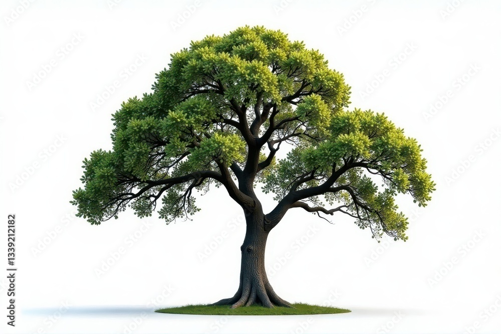 Single oak tree, stark branches against white , single, autumn Single oak tree, stark branches against white , single, autumn