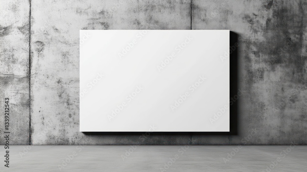 Blank Canvas Against Concrete Wall: Modern Minimalist Art Mockup Blank Canvas Against Concrete Wall: Modern Minimalist Art Mockup