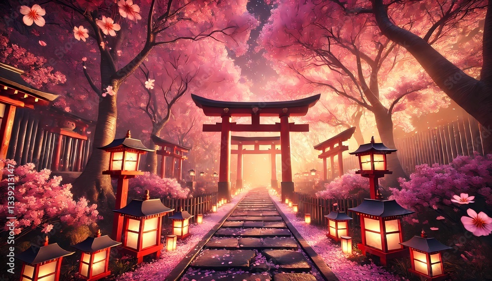 Fototapeta premium 桜と鳥居
