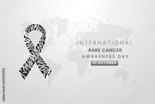 Rare cancer awareness month background design with Zebra Colored Black and White ribbon.
