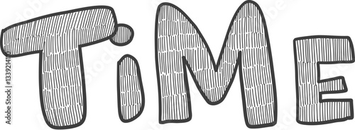 Doodle party time text icon. Abstract simple hand drawn sketch element, cute marker pen scribble sign. Vector border garland and frame icon.