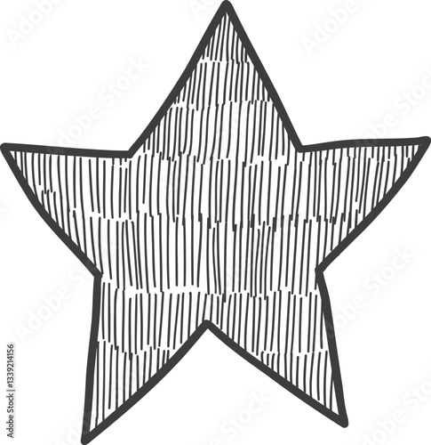 Doodle party star icon. Abstract simple hand drawn sketch element, cute marker pen scribble sign. Vector border garland and frame icon.