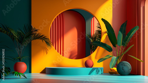 Bold Tropical Geometry Interior with Colorful Shadows