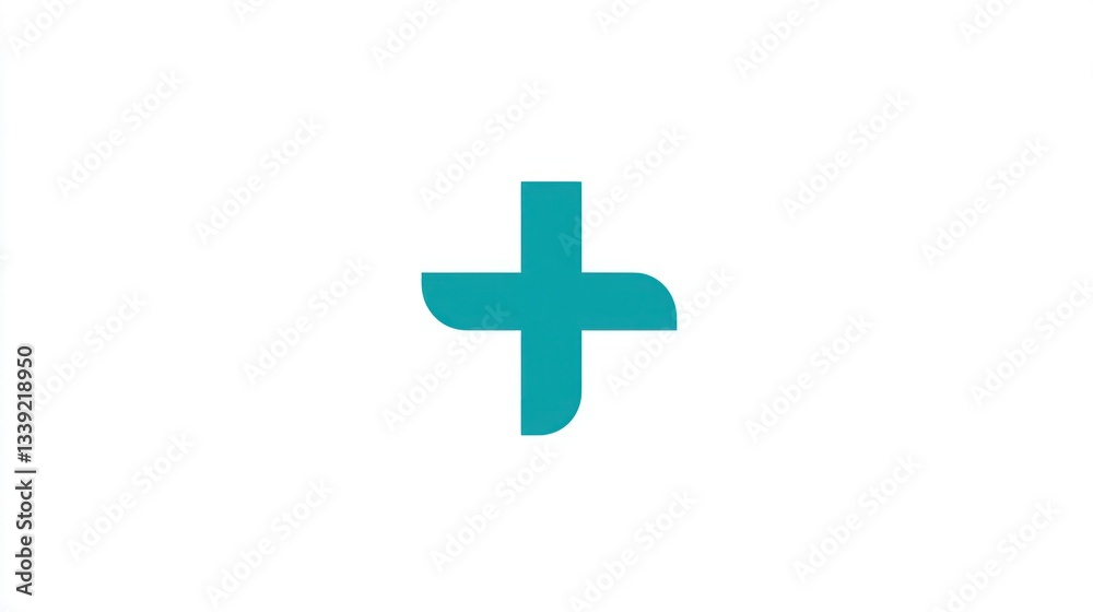 Teal Plus Symbol on White Background Teal Plus Symbol on White Background