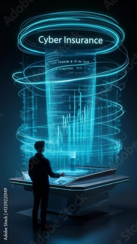 A futuristic user interface displays 