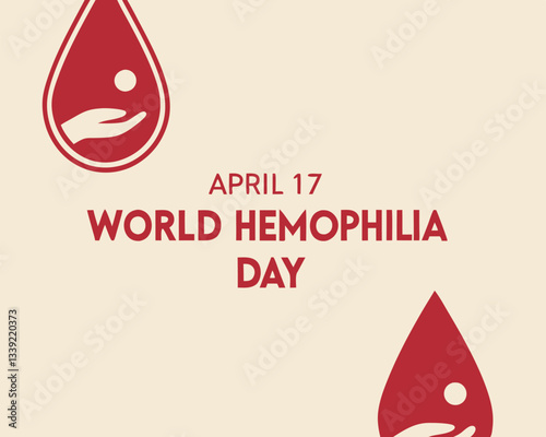 Mark World Hemophilia Day on April 17th with this supportive design featuring a hand within a symbolic blood drop, raising awareness.