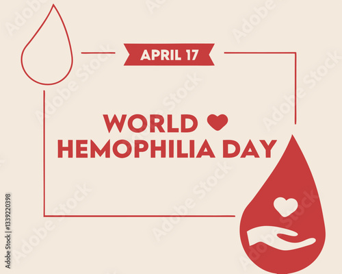 Mark World Hemophilia Day on April 17th with this supportive design featuring a hand within a symbolic blood drop, raising awareness.