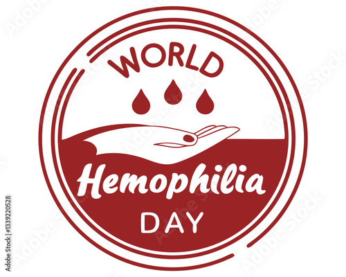 Mark World Hemophilia Day on April 17th with this supportive design featuring a hand within a symbolic blood drop, raising awareness.