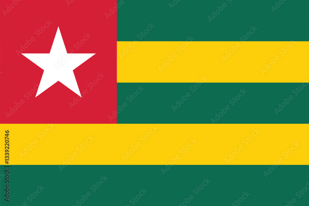 National flag of Togo vector image National flag of Togo vector image