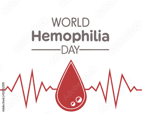 Commemorate World Hemophilia Day with this impactful design featuring a symbolic blood drop and heartbeat line, raising awareness for this important cause.