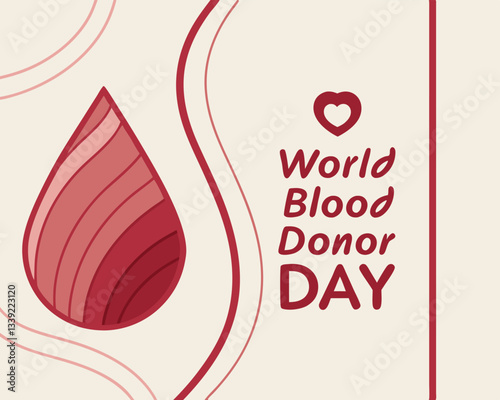 Simple yet impactful design for World Blood Donor Day featuring a stylized red blood drop against a light background.