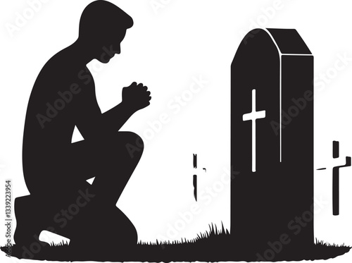 Silent tribute in graveyard vector