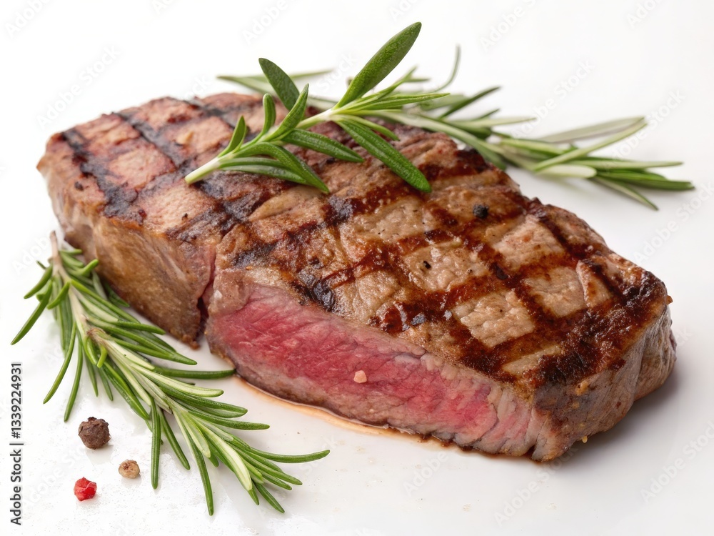 Delicious grilled steak with rosemary on cutting board, closeup Delicious grilled steak with rosemary on cutting board, closeup