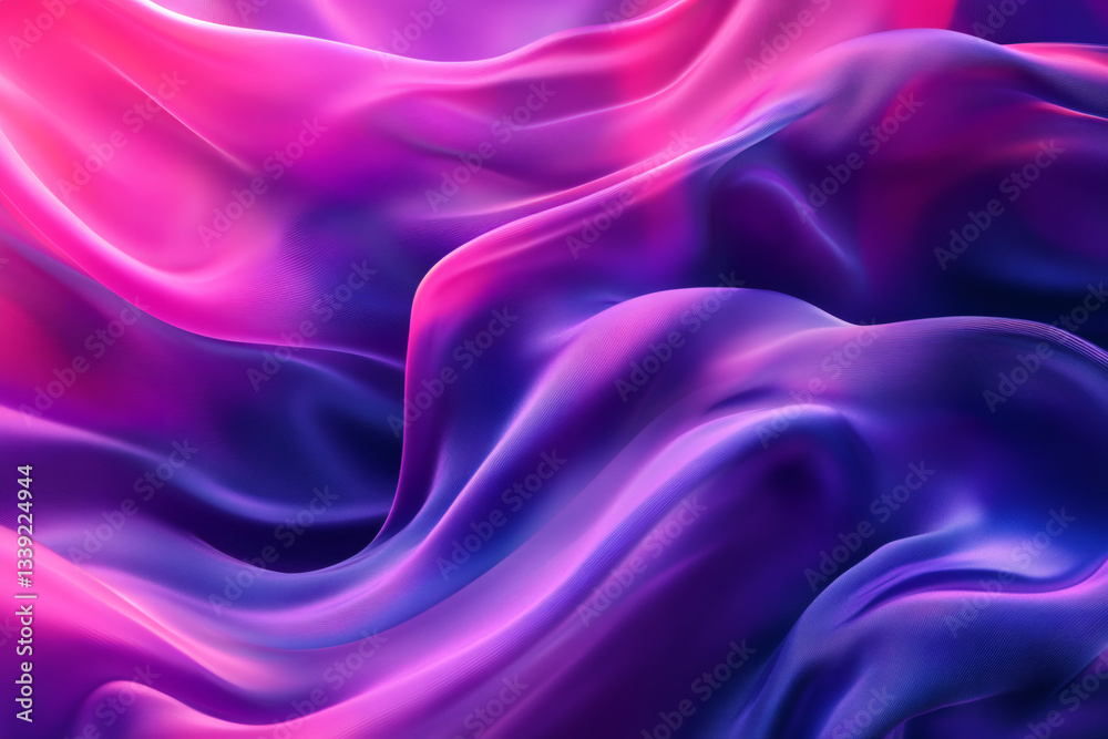 Obraz premium Abstract Magenta and Purple Silk Fabric with Flowing Waves and Smooth Velvet Texture