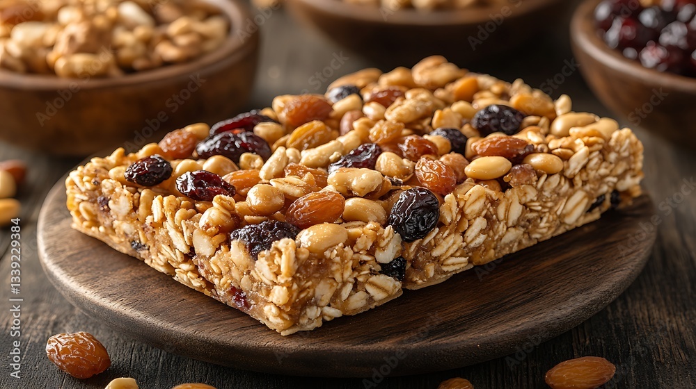 Homemade granola bar with nuts and dried fruits. Homemade granola bar with nuts and dried fruits.