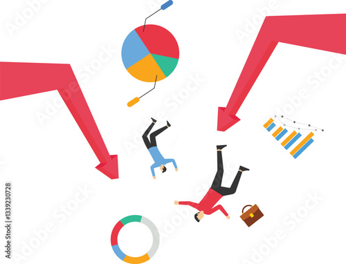 Business people falls from stock market

