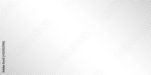 Grunge halftone gradient background. Faded grit noise texture. White and black sand wallpaper. Retro pixelated backdrop. Anime or manga style comic overlay. Vector graphic design textured template