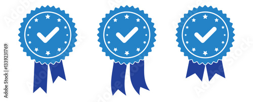 Verified badge icon tick symbol vector approved check mark icon. Set of Verified badge symbol collection. Profile verified badge. Guaranteed signs. Vector. Green Certificate badge Quality certify icon