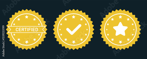 Verified badge icon tick symbol vector approved check mark icon. Set of Verified badge symbol collection. Profile verified badge. Guaranteed signs. Vector. Green Certificate badge Quality certify icon