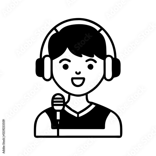 hand-drawn podcaster illustration