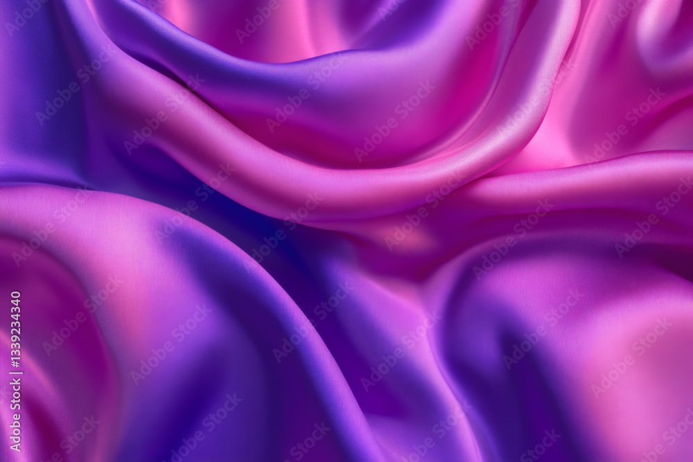 Obraz premium Abstract Magenta and Purple Silk Fabric with Flowing Waves and Smooth Velvet Texture