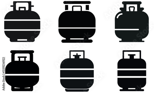 Vector Illustration of Different Types of Gas Cylinders