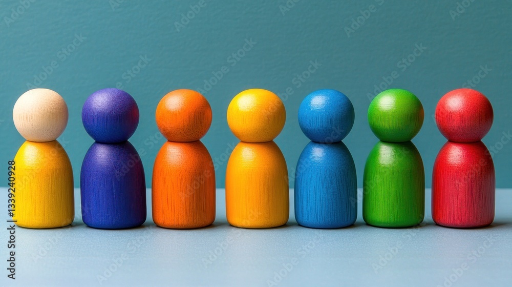 Colorful Wooden Peg People Representing Diversity and Inclusion Colorful Wooden Peg People Representing Diversity and Inclusion