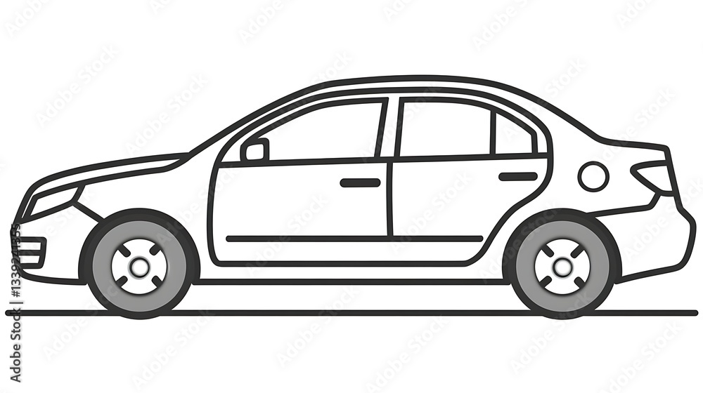 Sedan car illustration isolated on white background Sedan car illustration isolated on white background