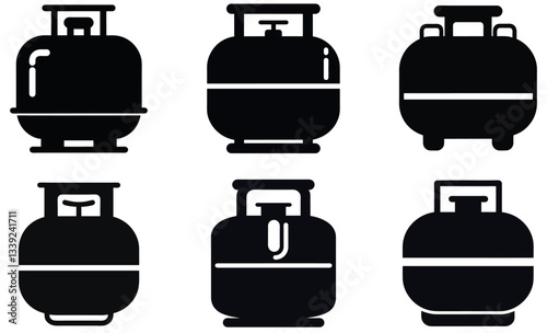 Vector Illustration of Various Gas Cylinders