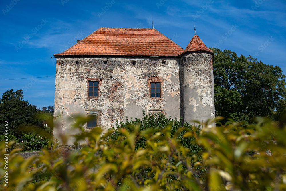 Fototapeta premium medieval castle Saint Miklosh in Chynadiyevo, Ukraine