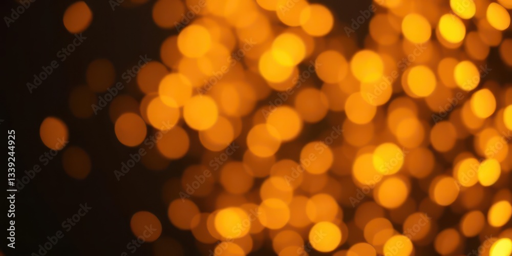 Fototapeta premium Abstract gold bokeh lights sparkle on dark background, pattern, shine