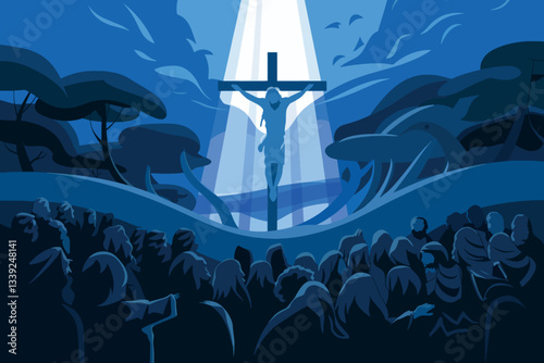 Resurrection of Jesus with a bright light, Christianity and Easter concept