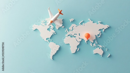 Colorful world map on light background, modern design illustrating global regions, perfect for travel or educational themes.
