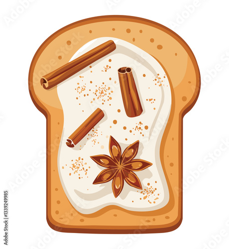 Slice bread with cinnamon sugar topping - Vector Illustration
