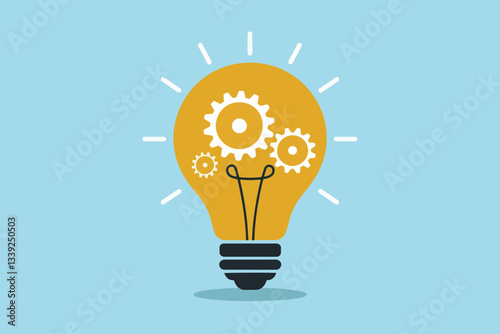 Light bulb with gears inside, concept of idea and creativity