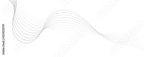 Gray wave curve lines abstract background with flowing particles. Digital energy waves technology concept. Modern backdrop design for business, presentation, banner.