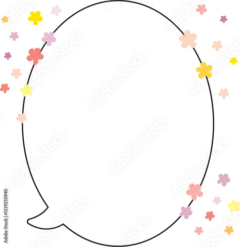 うれしい気持ちの吹き出し_花付き_左しっぽ