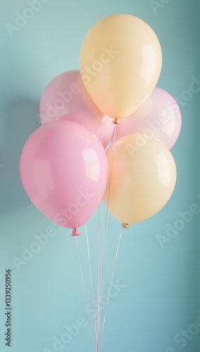 Wallpaper Mural Pastel-toned balloons gently ascending against a soft header , floating, pastel, sky Torontodigital.ca
