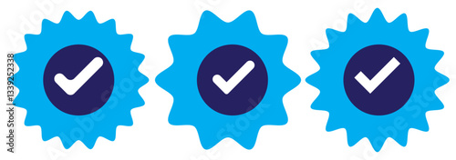 Blue check mark tick verification icon symbol vector.