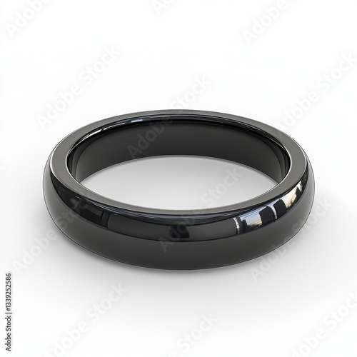 Black ring detail shows a shiny circular band against a white background with smooth edges and a simple design