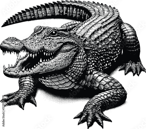 Crocodile vector black silhouette cricut design for T-Shirt