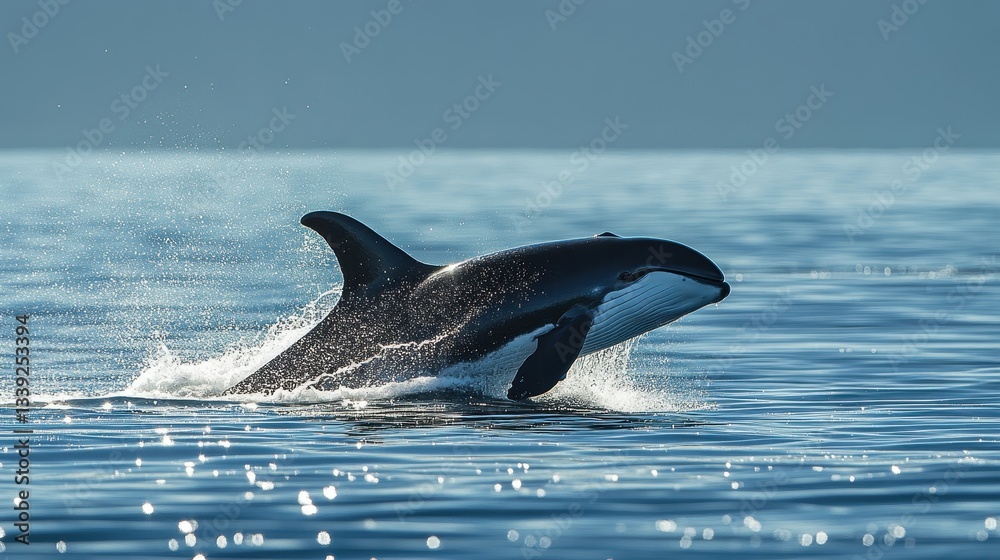 Fototapeta premium Orca leaping out of the ocean